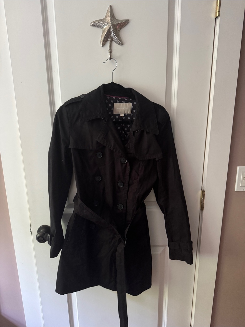Banana Republic Black Double-Breasted Trench Coat